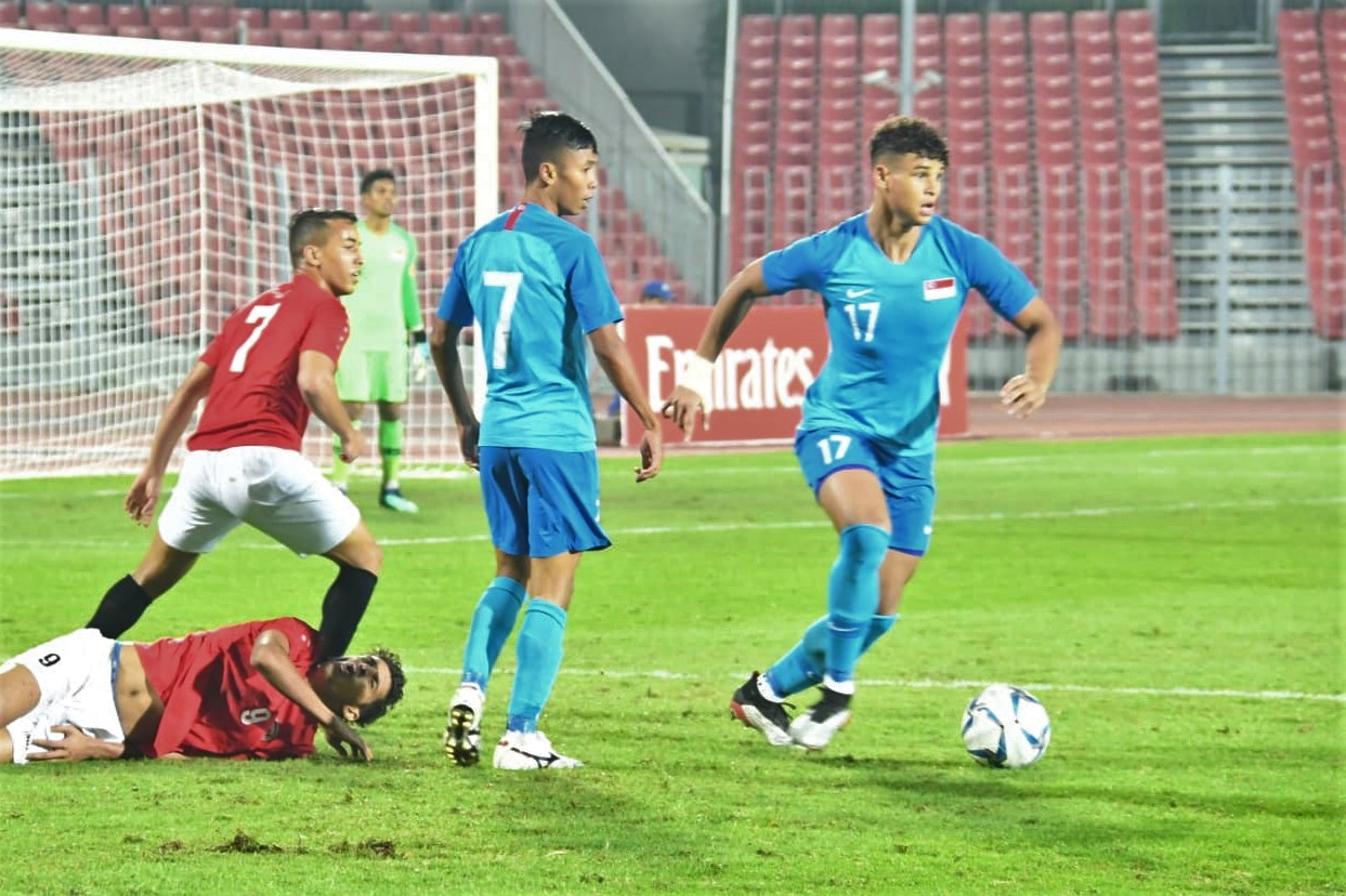 Irfan Fandi in action against Yemen on 19 Nov 2019 Photo courtesy of Bahrain FA